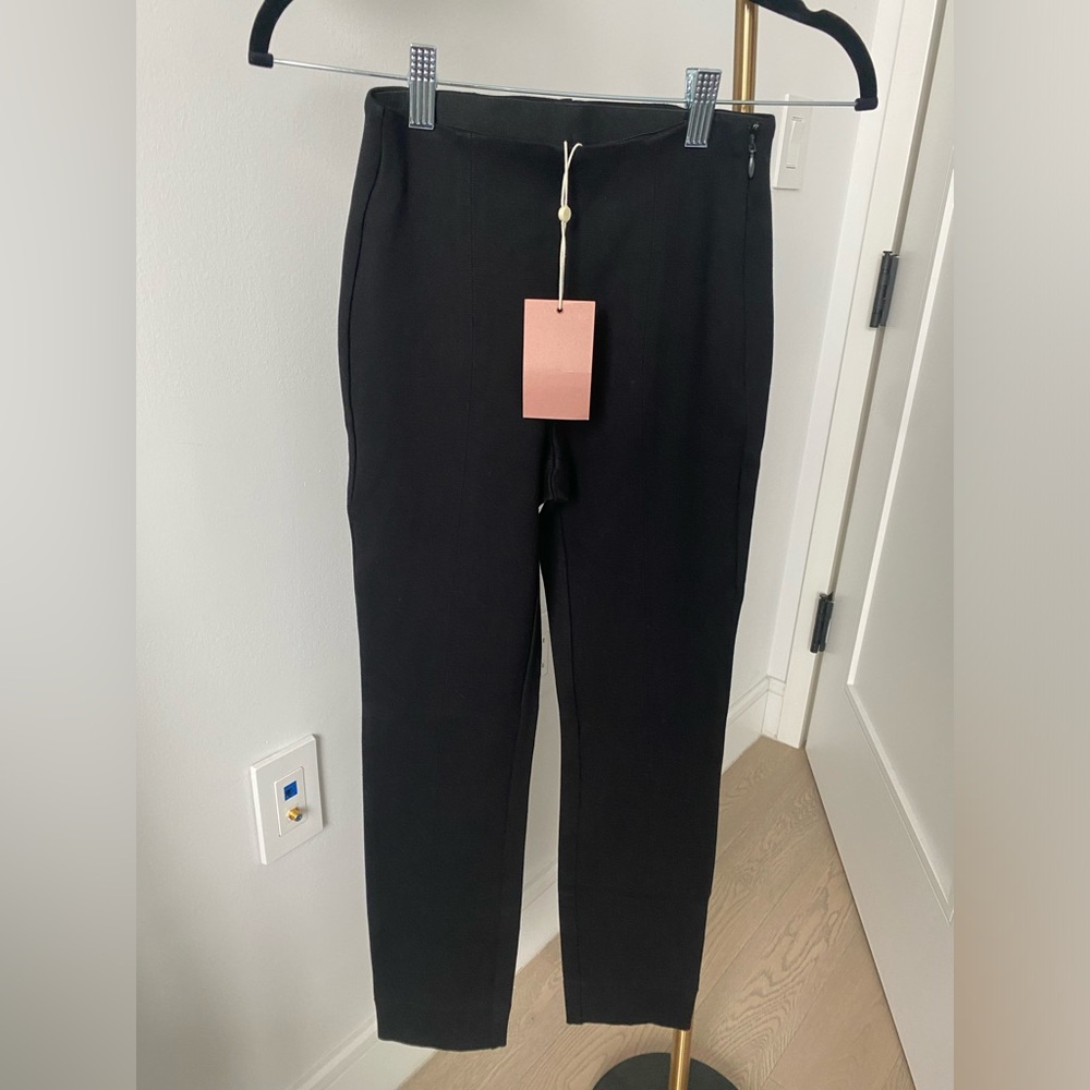 NWT!! QUINCE Black Ultra-Stretch Ponte Pintuck Ankle Pant size XS EVERLANE